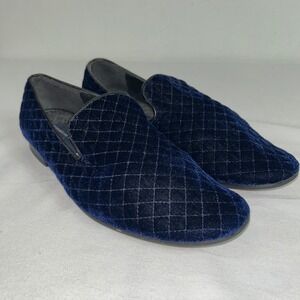 Giorgio Brutini Velvet Smoking Shoe Quilted Slip On Loafer Navy‎ Mens 9.5M